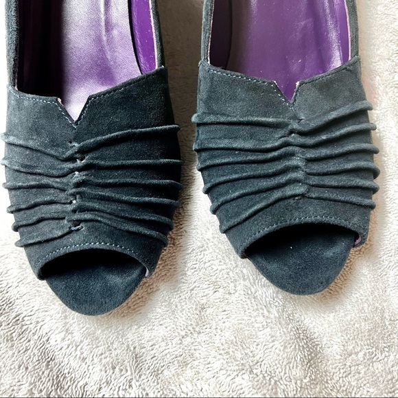 VANELI Women's Pewter Navy peep toe wedge Shimmer size 9N - Picture 3 of 10